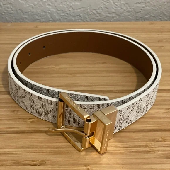 MICHAEL Michael Kors Twist Reversible Leather Belt with Gold MK Buckle NWT Michael Kors Women main image 3